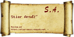 Stier Arnó névjegykártya
